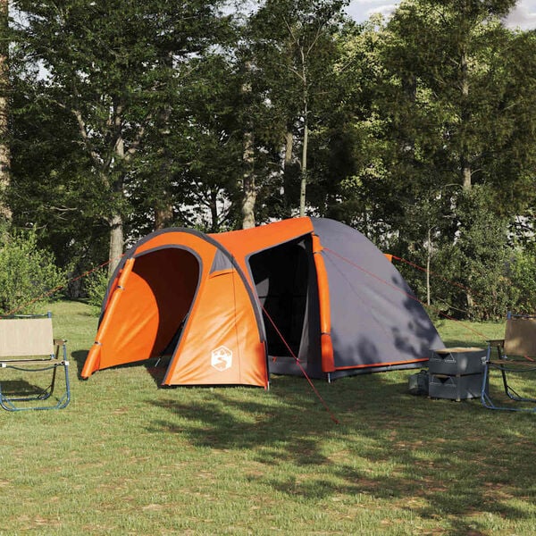 vidaXL Dome Tent with Roof Other Grey and Orange 384 x 254 x 170 cm