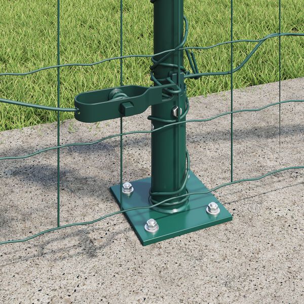vidaXL Fence with Post Green 3.28 x 82.02 ft Steel