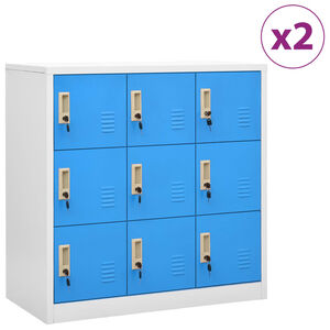 vidaXL Locker Cabinet Set of 2 Light grey and blue Steel Medium