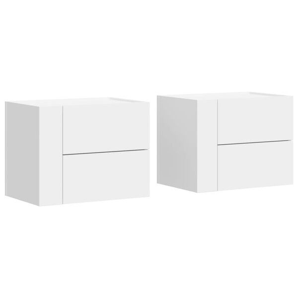 vidaXL Wall-mounted Bedside Cabinet Set of 2 White Engineered wood Small