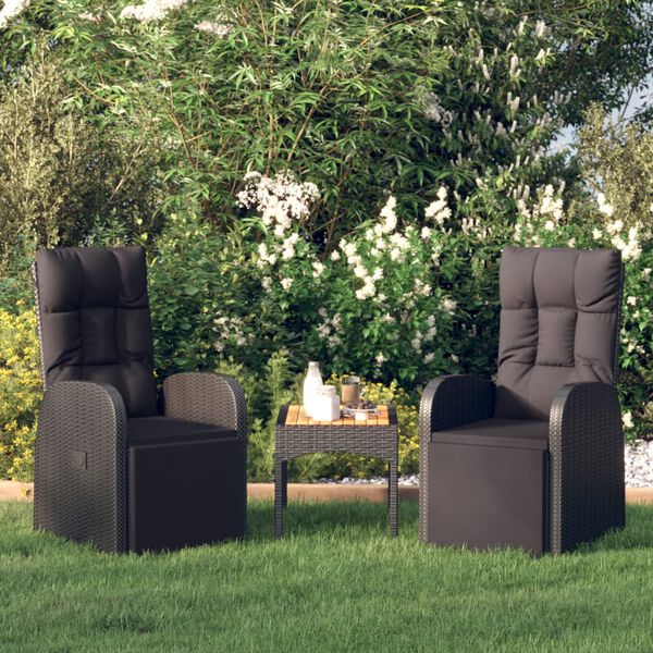 vidaXL Reclining Garden Chair Set of 2 Black