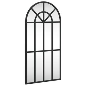 vidaXL Wall Mirror Black Glass, Powder-coated iron 11.8x23.6 in