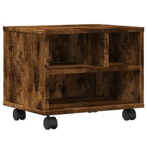 vidaXL Printer Stand with Wheels Smoked Oak 16.1"x12.6"x13.6"