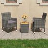 vidaXL 3 Piece Bistro Set Poly Rattan and Acacia Wood Gray