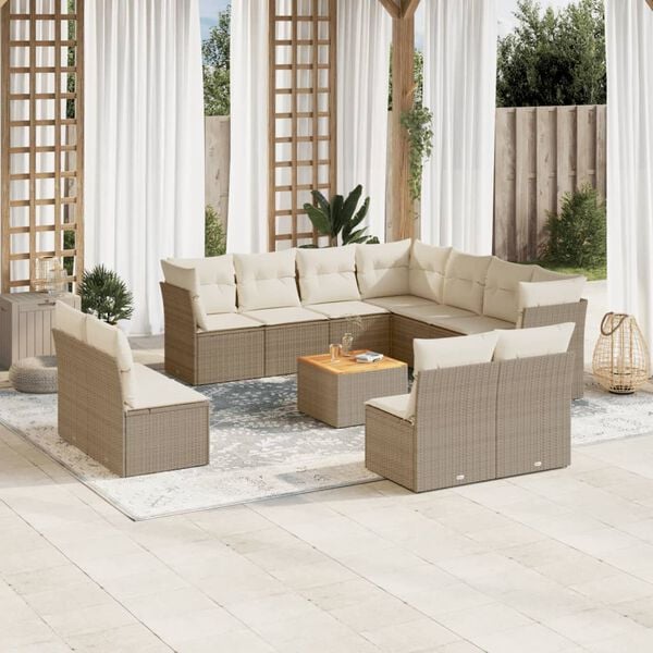 vidaXL Garden Sofa Set Beige, Cream White