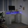 vidaXL Desk with LED Lights Grey Sonoma 47.2x21.7x35.8" Engineered Wood