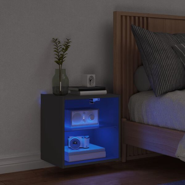 vidaXL Bedside Cabinet Black Engineered wood, Glass Modern