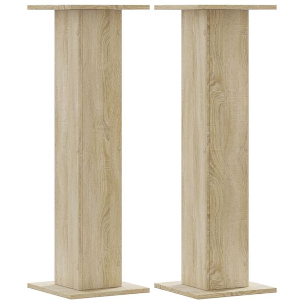 vidaXL Speaker Stands 2 pcs Sonoma Oak 11.8x11.8x37.4" Engineered Wood