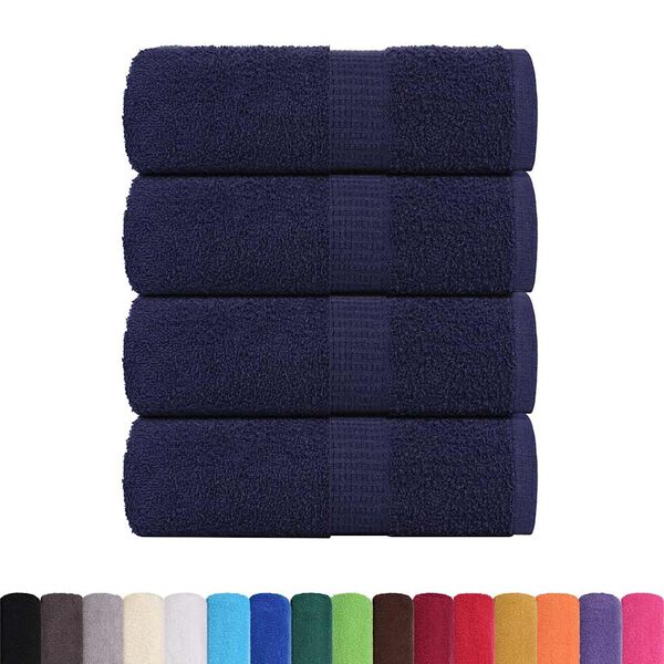 vidaXL Guest Towel Set of 4 Navy blue 100% cotton 11.8 x 19.7 in