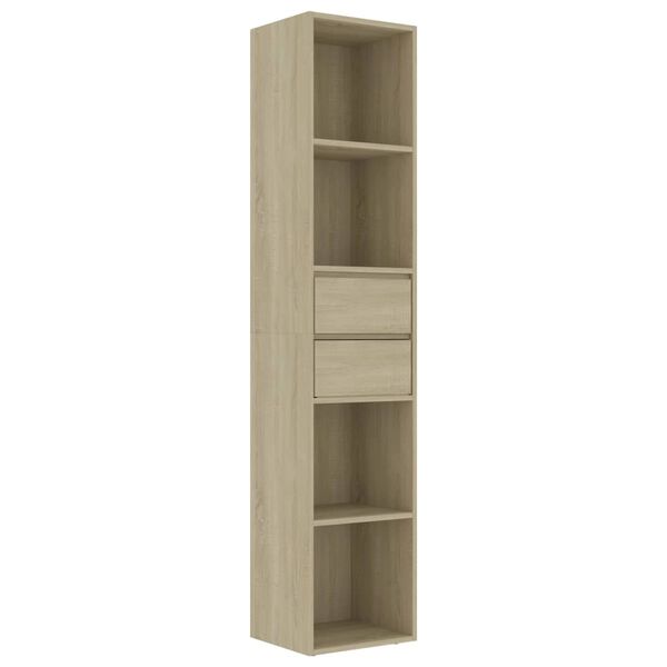 vidaXL Book Cabinet Sonoma oak Engineered wood 14.2 in x 11.8 in x 67.3 in