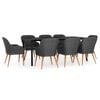 vidaXL Garden Dining Set Black Poly rattan Large Stackable