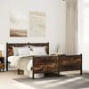 vidaXL Bed Frame Smoked Oak Steel, Engineered Wood 55.1 x 78.7 in