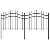 vidaXL Garden Fence with Spear Top Black 94.1"x39.4" Powder-coated Steel