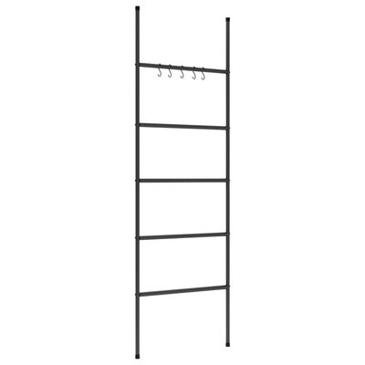 vidaXL Towel Rack Ladder with 5 Tiers Black 22.8"x68.9" Iron