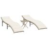 vidaXL Sun Lounger Set of 2 Beige PE rattan Large