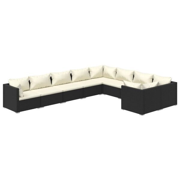 vidaXL Garden Lounge Set Black PE rattan 9 Piece Set Modular
