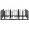 vidaXL Dog Kennel Black Powder-coated steel Large Durable Dog Kennel
