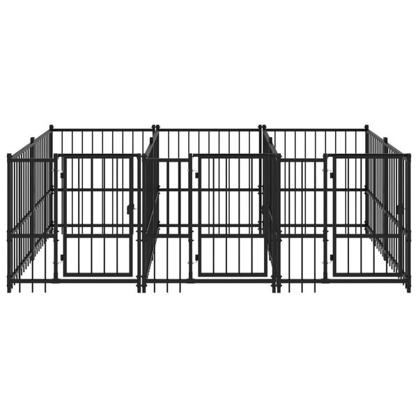 vidaXL Dog Kennel Black Powder-coated steel Large Durable Dog Kennel