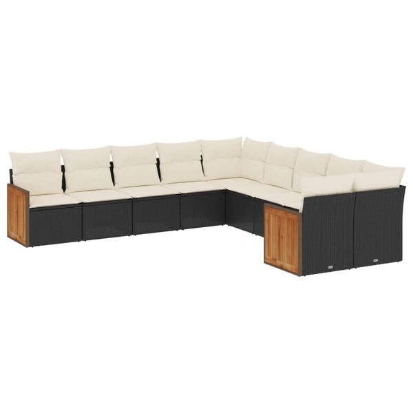 vidaXL Garden Sofa Set Black, Cream White