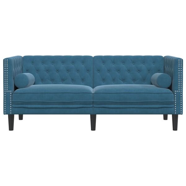 vidaXL Chesterfield Sofa with Bolsters 2-Seater Blue Velvet