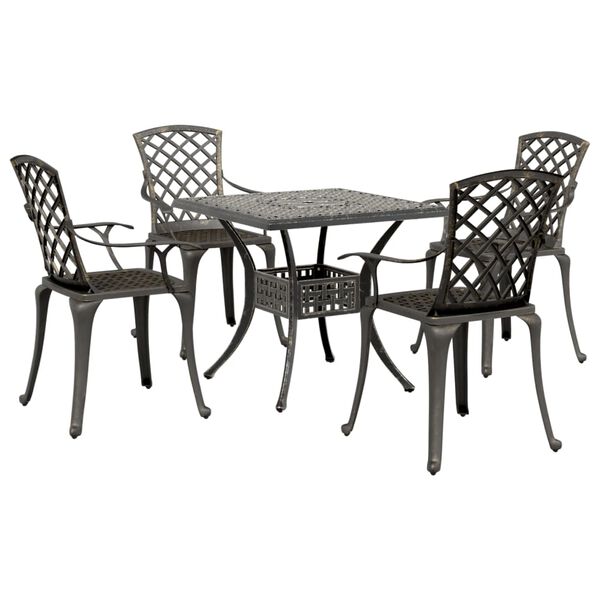 vidaXL Garden Dining Set Bronze Cast Aluminum Medium Ergonomic