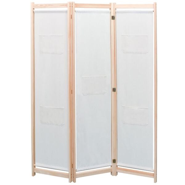 vidaXL 3-Panel Room Divider Cream 47.2x66.9x1.6" Fabric