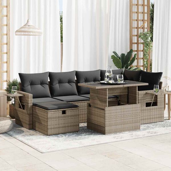 vidaXL Garden Sofa Set Gray, Black, Dark Gray