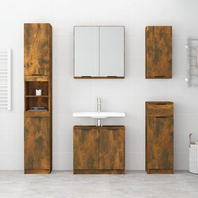 vidaXL Bathroom Cabinet Smoked Oak 25.4"x13.2"x23.2" Engineered Wood