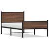 vidaXL Bed Frame Brown Oak Steel, Engineered Wood Twin Bed Frame