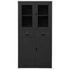 vidaXL Office Cabinet Anthracite Steel and tempered glass Large