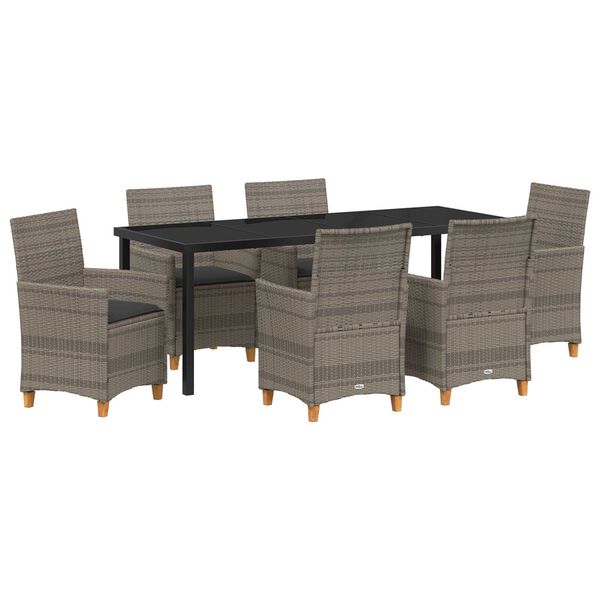 vidaXL Garden Dining Set 7 pcs Gray poly rattan