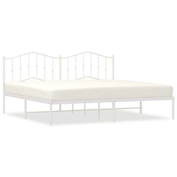 vidaXL Bed Frame White Powder-Coated Steel Double Bed Frame