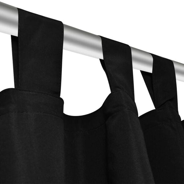 vidaXL 2 pcs Black Micro-Satin Curtains with Loops 55.1 x 88.6"
