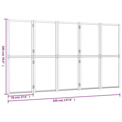 vidaXL 5-Panel Room Divider Black 137.8"x70.9"