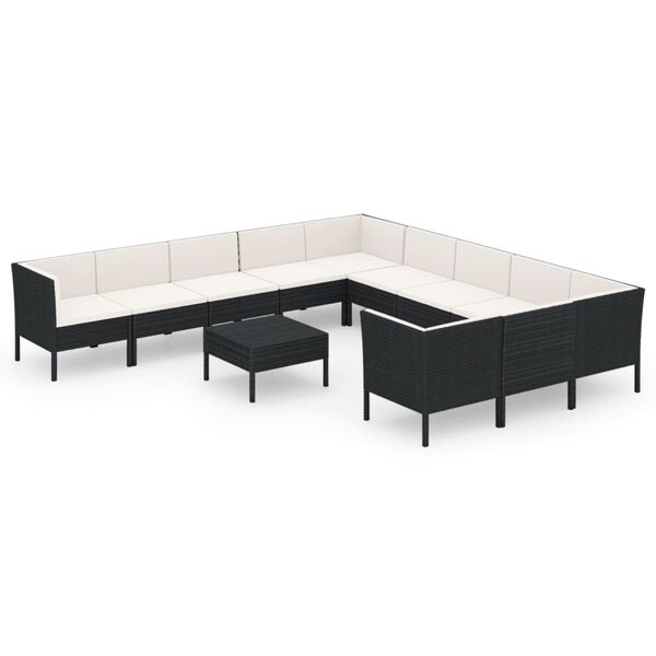 vidaXL Garden Lounge Set Black, Cream White
