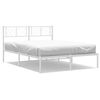 vidaXL Metal Bed Frame White Powder-Coated Steel Small Double