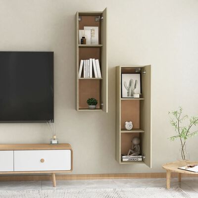 vidaXL TV Cabinets 2 pcs Sonoma Oak 12"x11.8"x43.3" Chipboard