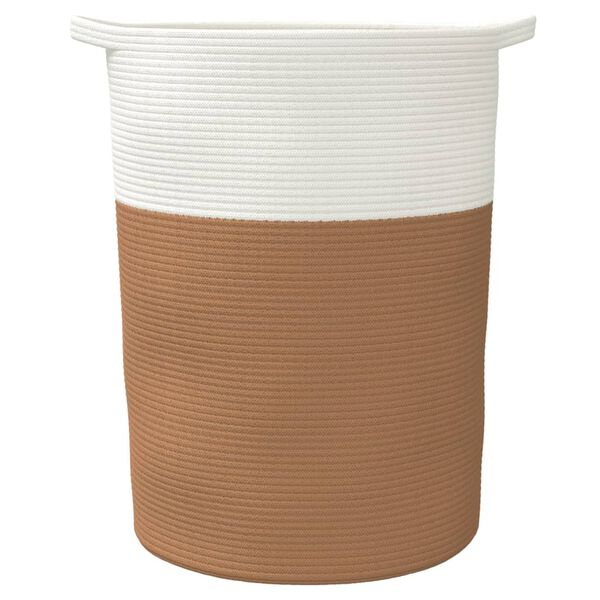 vidaXL Storage Basket Brown and White 100% Cotton Large Collapsible
