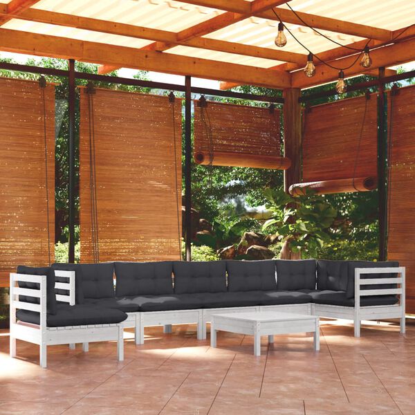 vidaXL Garden Lounge Set White, Anthracite