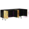 vidaXL TV Cabinet Black and Gold Solid Mango Wood and Brass Medium