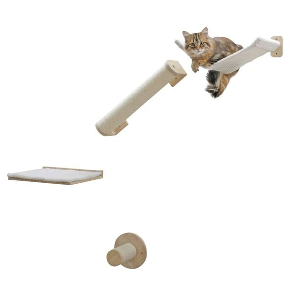 Kerbl Cat Climbing Wall White, Natural Solid wood, Sisal 20.5x5.5x13.0 in