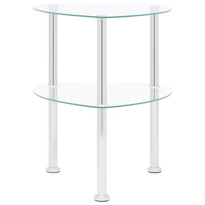 vidaXL 2-Tier Side Table Transparent 15"x15"x19.7" Tempered Glass