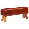 vidaXL Bok Bench Brown Real leather, Solid mango wood 43.3 in Durable