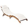vidaXL Sun Lounger Cream Solid Acacia Wood Standard Foldable