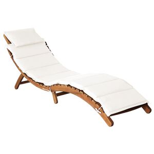 vidaXL Sun Lounger Cream Solid Acacia Wood Standard Foldable