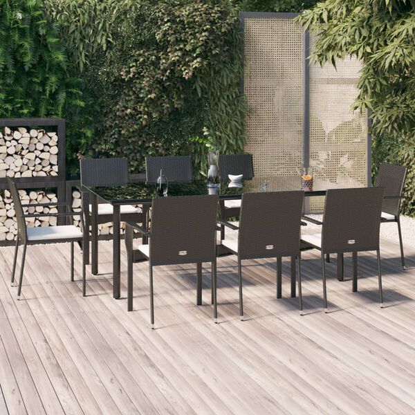 vidaXL Garden Dining Set Black, Cream White