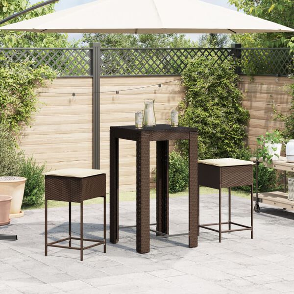 vidaXL Garden Bar Set Brown Poly Rattan Compact UV-resistant materials