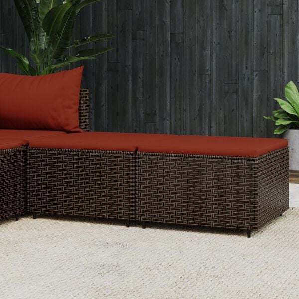 vidaXL Patio Footrest Set of 2 Brown with Cinnamon Red Cushion