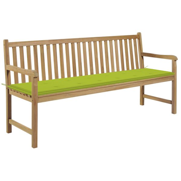 vidaXL Patio Bench with Bright Green Cushion 68.9 " Solid Teak Wood