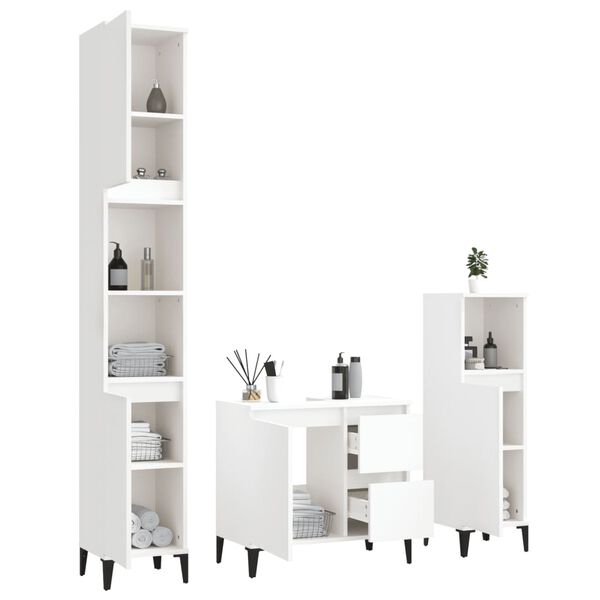 vidaXL Bathroom Furniture Set White Engineered wood, metal Large